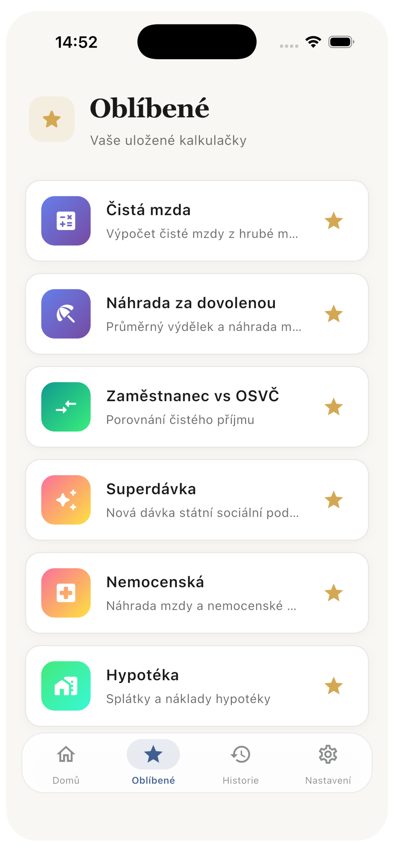 Oblíbené kalkulačky