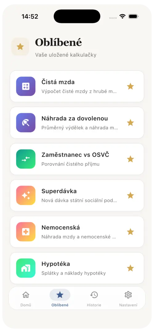 Oblíbené kalkulačky